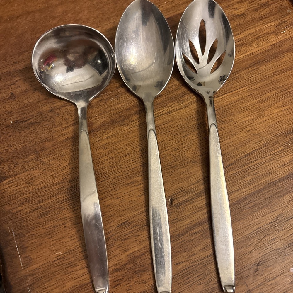 Gorham Stainless AUTUMN MIST Satin Glossy‎ Tip - Serving Spoons - Set Of 3